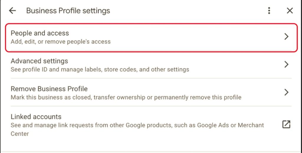 how to access Google Business Profile settings to send invitations